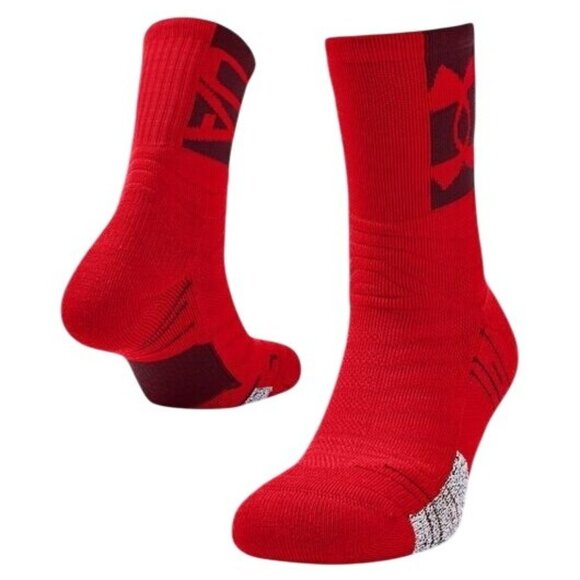 Under Armour Red Crew Socks Athletic Performance Compression Fit Size OS - Picture 1 of 5
